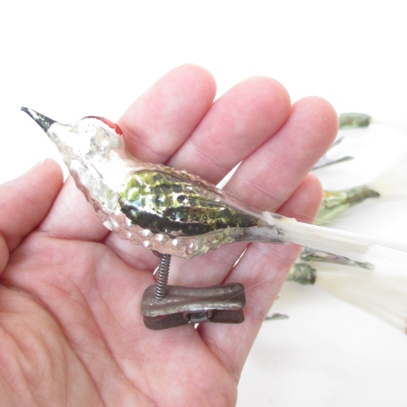 old vintage glass bird clip on ornament